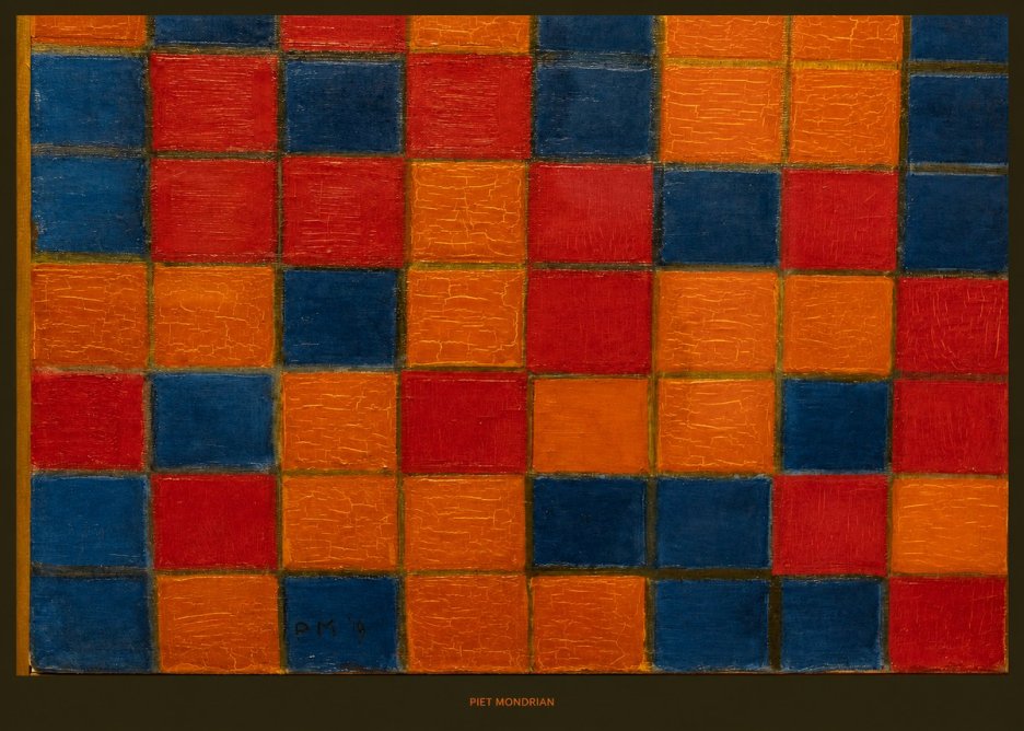 Piet Mondrian Checkerboard Composition with Dark Colors No6 - Affiche