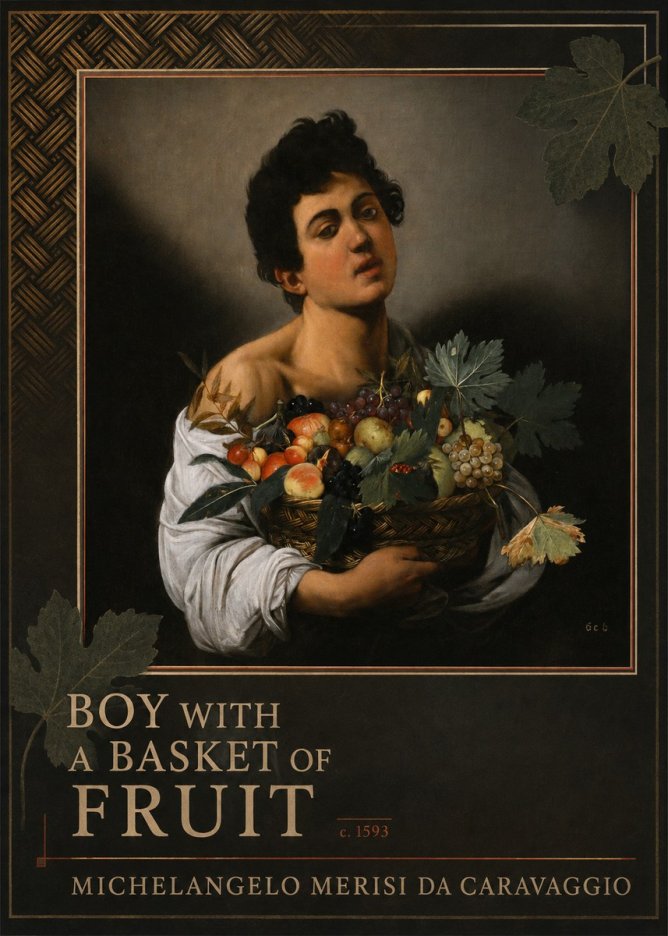 Michelangelo Merisi da Caravaggio Boy with a Basket of Fruit No6 - Affiche