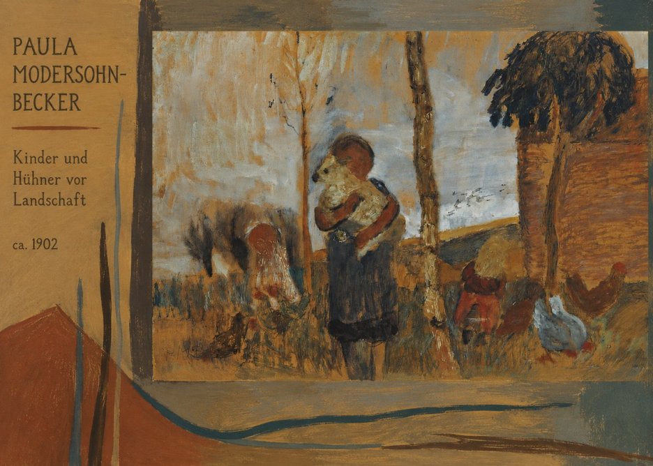 Paula Modersohn-Becker Kinder Und Hühner Vor Landschaft No2 - Affiche