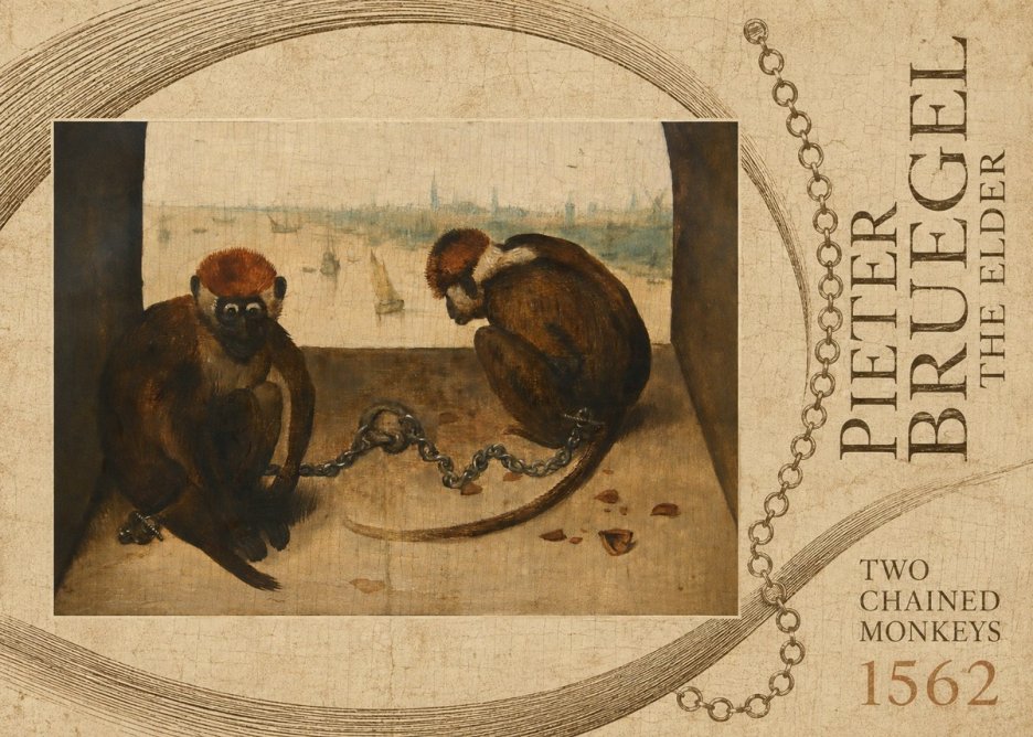 Pieter Bruegel Two Chained Monkeys II No3 - Affiche