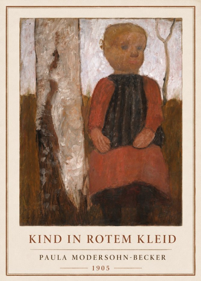 Paula Modersohn-Becker Kind in Rotem Kleid No2 - Affiche