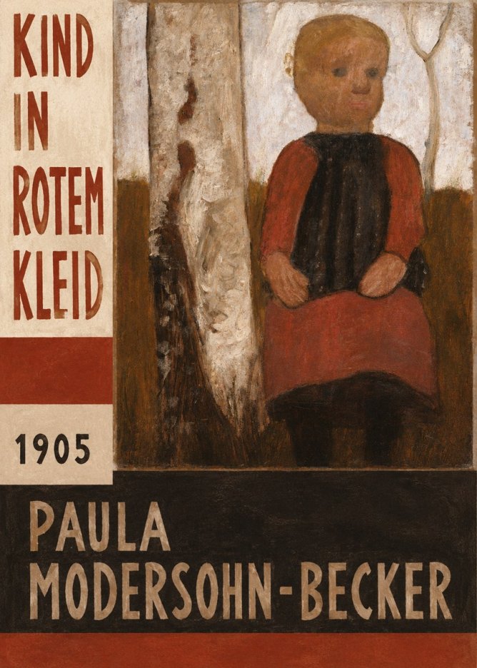 Paula Modersohn-Becker Kind in Rotem Kleid No6 - Affiche
