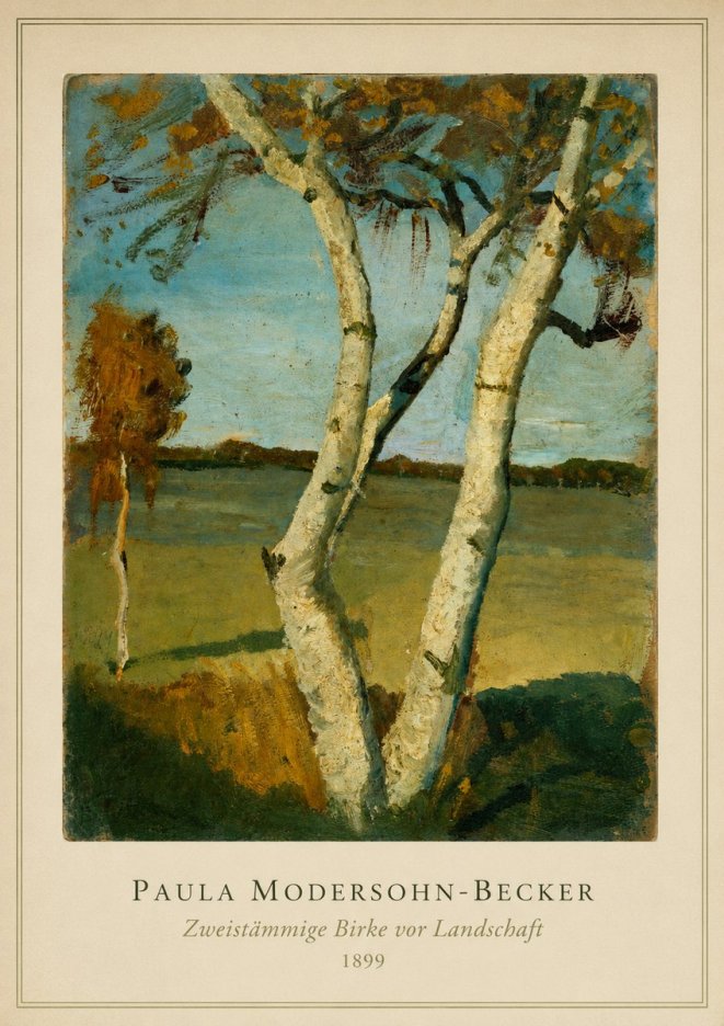 Paula Modersohn-Becker Zweistämmige Birke Vor Landschaft No3 - Affiche