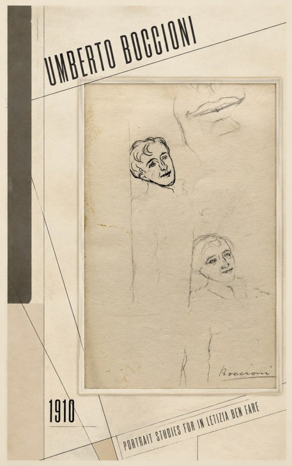 Umberto Boccioni Portrait Studies for in Letizia Ben Fare No2 - Affiche