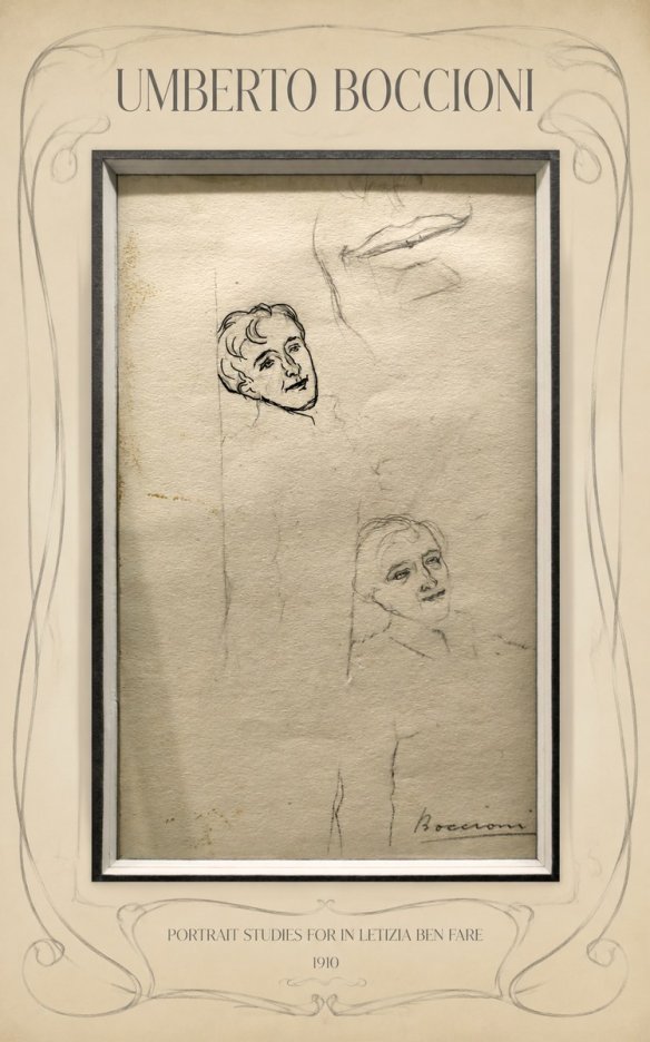 Umberto Boccioni Portrait Studies for in Letizia Ben Fare No5 - Affiche