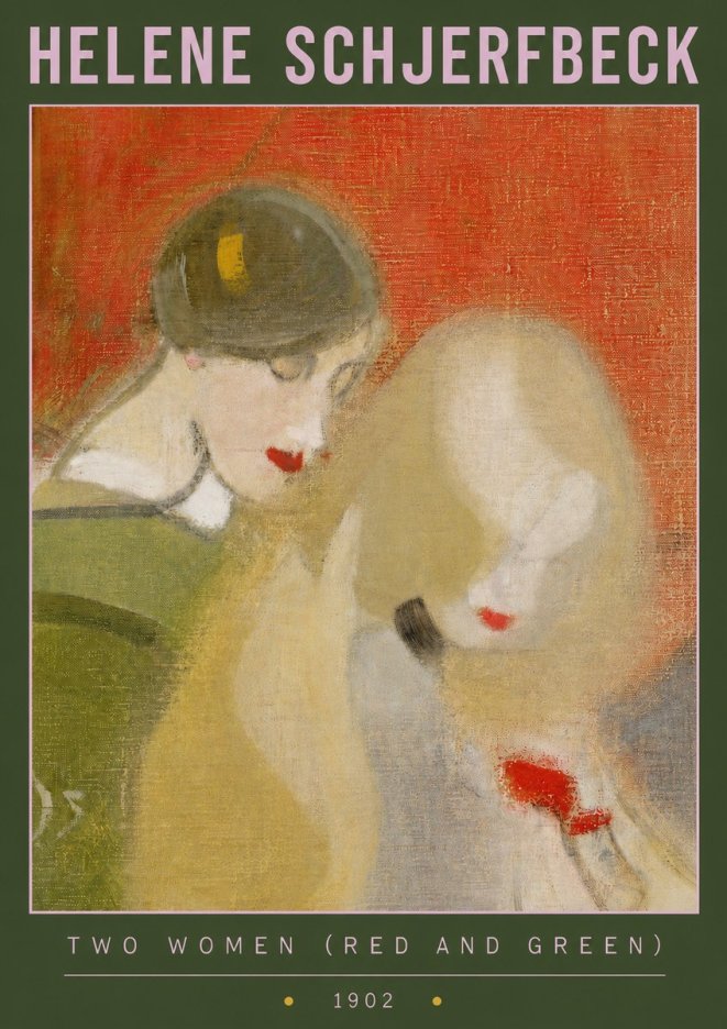 Helene Schjerfbeck Two Women (Red and Green) No3 - Affiche