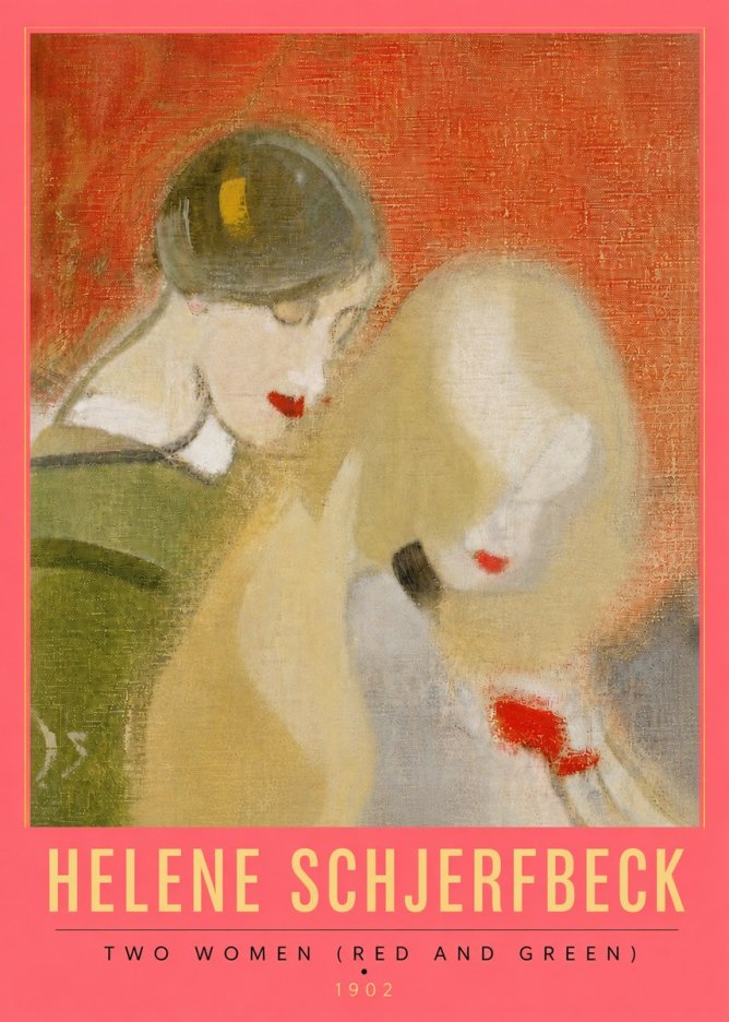 Helene Schjerfbeck Two Women (Red and Green) No6 - Affiche