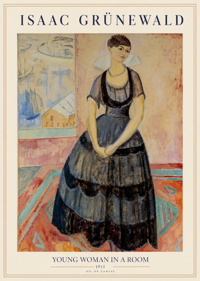 Isaac Grünewald Young Woman in a Room No1 - Affiche