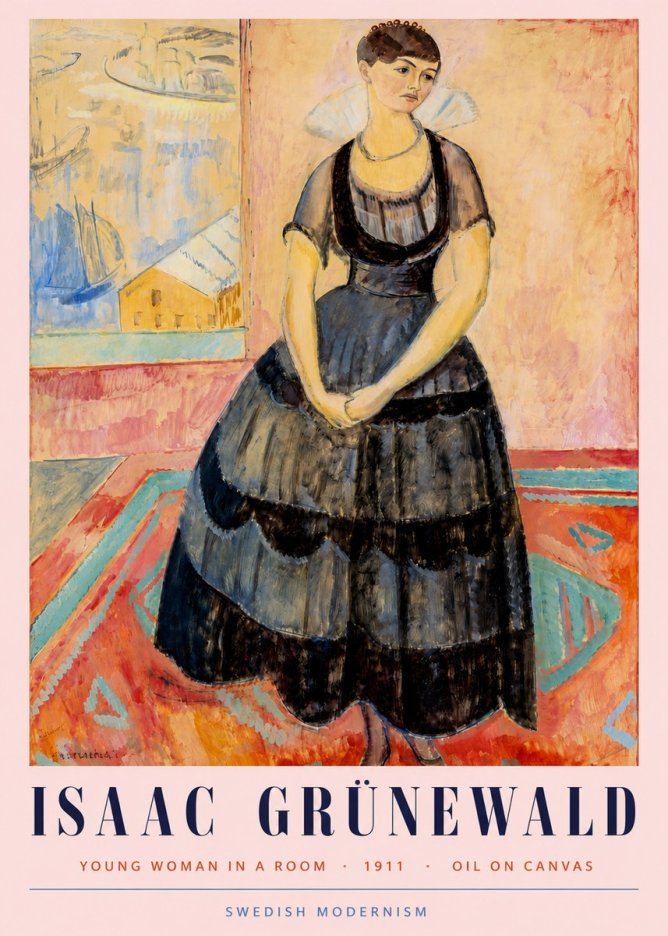 Isaac Grünewald Young Woman in a Room No3 - Affiche