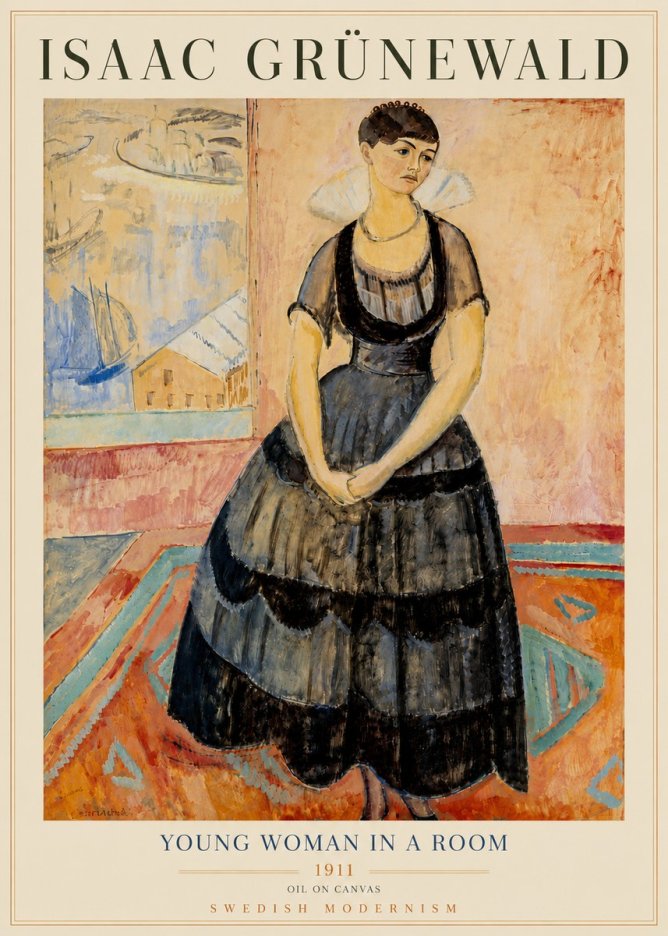 Isaac Grünewald Young Woman in a Room No6 - Affiche
