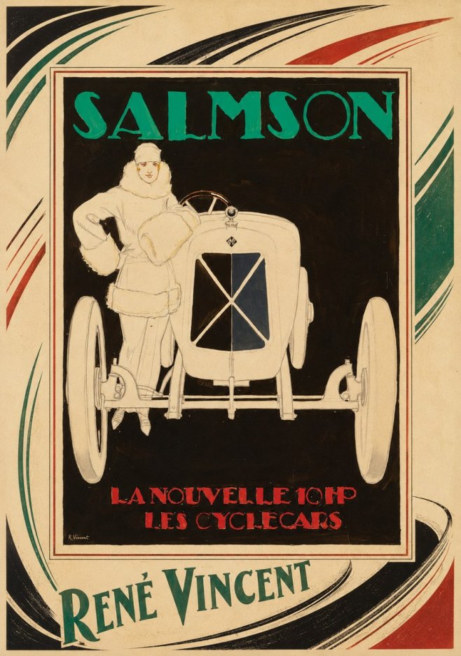 René Vincent Salmson La Nouvelle 10Hp Les Cyclecars No3 - Affiche