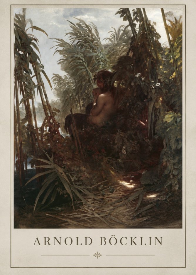 Arnold Böcklin Faun Playing the Panpipes No2 - Affiche