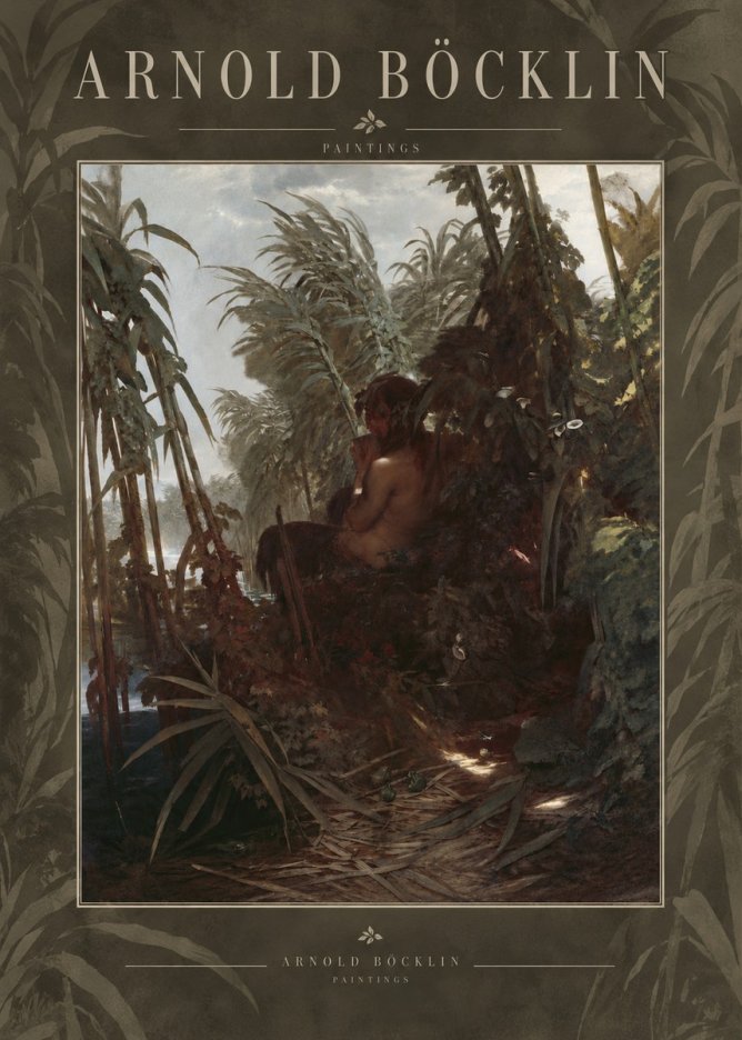 Arnold Böcklin Faun Playing the Panpipes No6 - Affiche