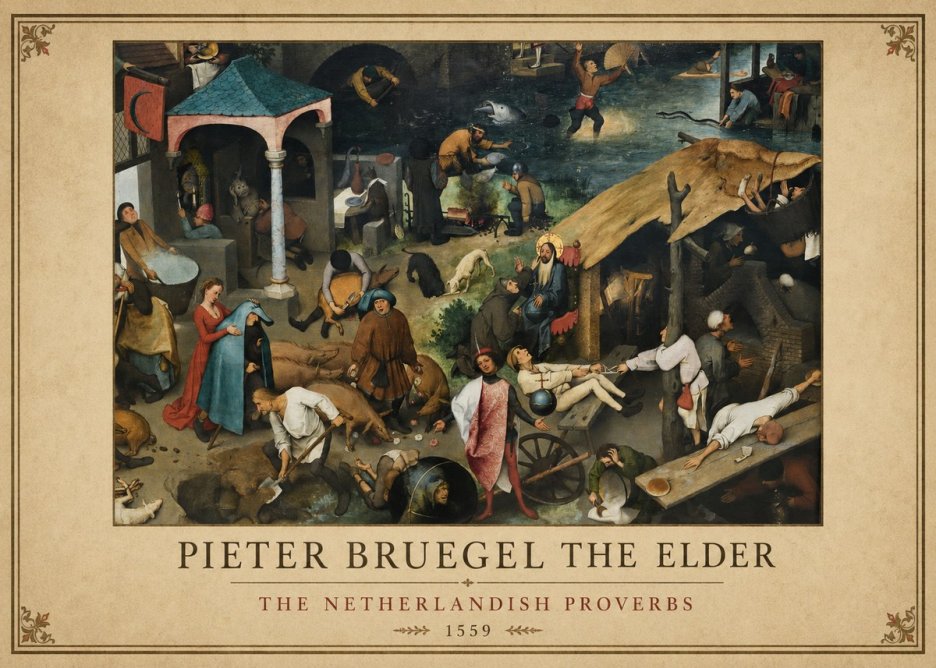 Pieter Bruegel The Netherlandish Proverbs III No1 - Affiche