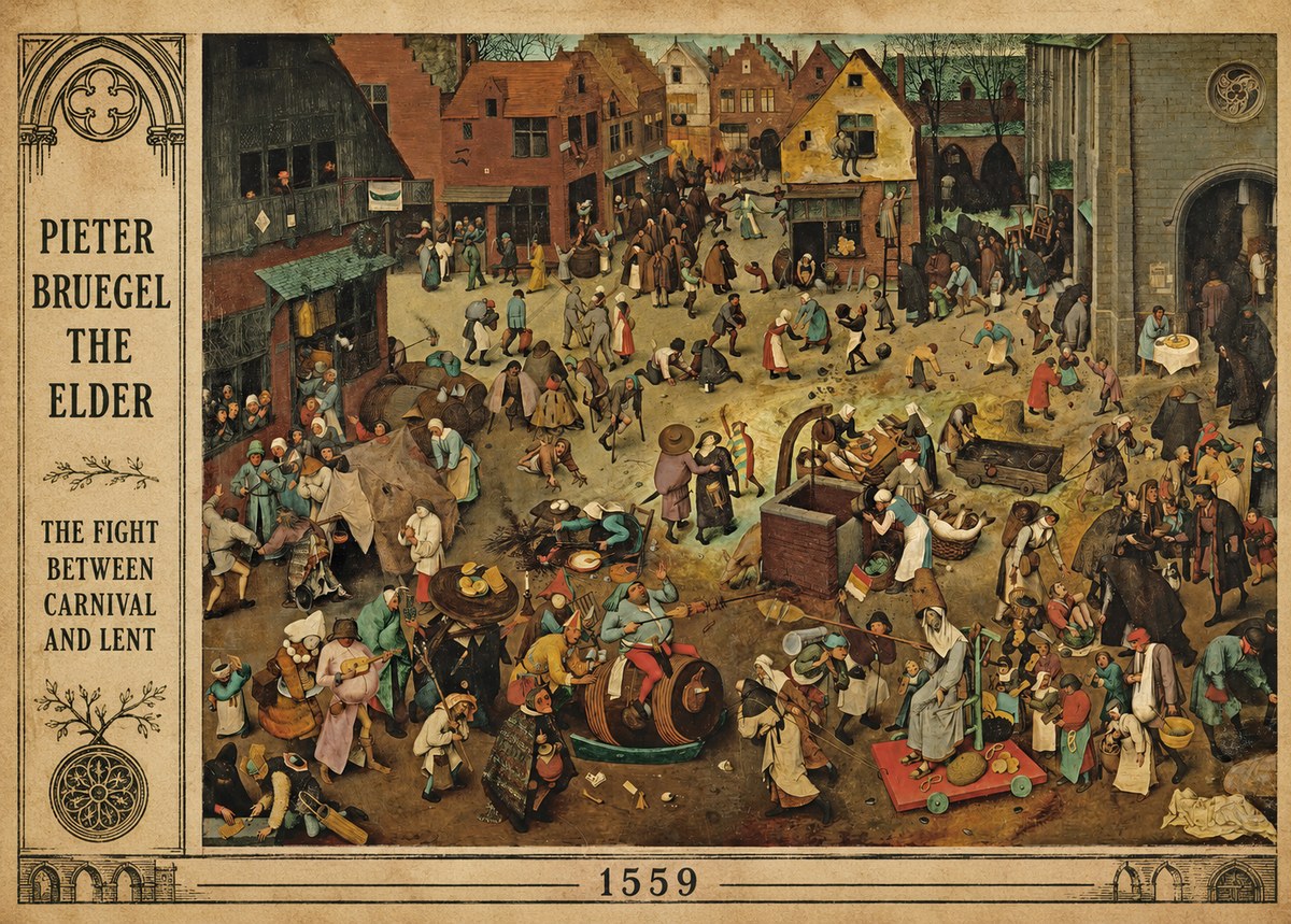 Pieter Bruegel The Fight Between Carnival and Lent I No2 - Affiche