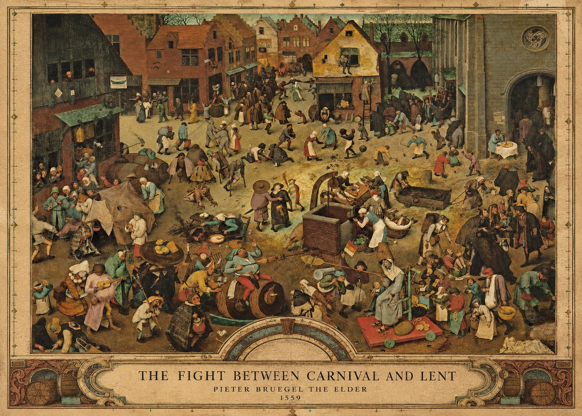 Pieter Bruegel The Fight Between Carnival and Lent I No3 - Affiche