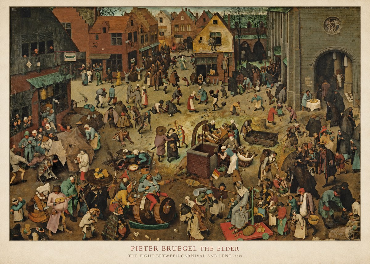 Pieter Bruegel The Fight Between Carnival and Lent I No6 - Affiche