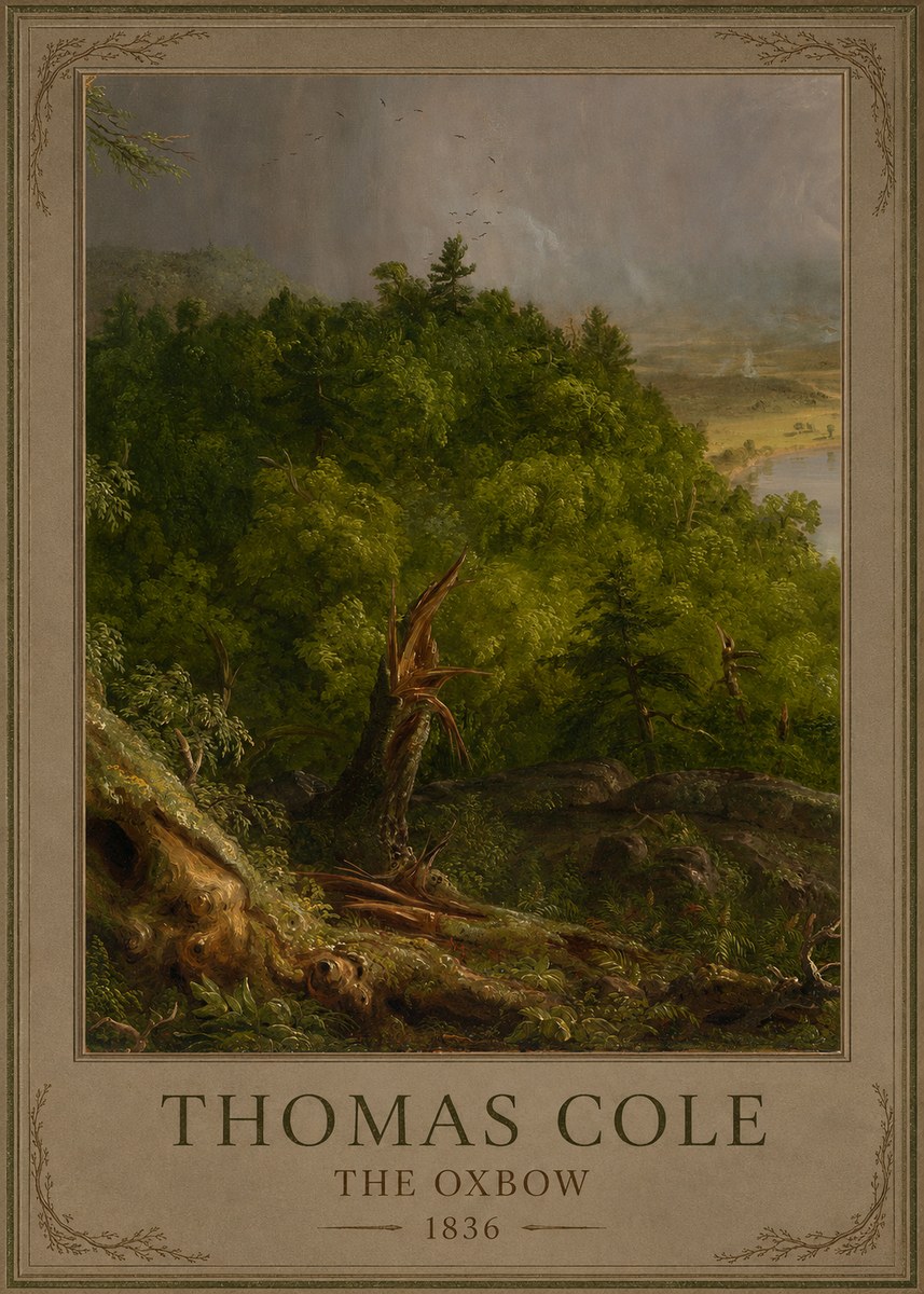 Thomas Cole View from Mount Holyoke, Northampton, Massachusetts, After a Thunderstorm—the Oxbow I No2 - Affiche