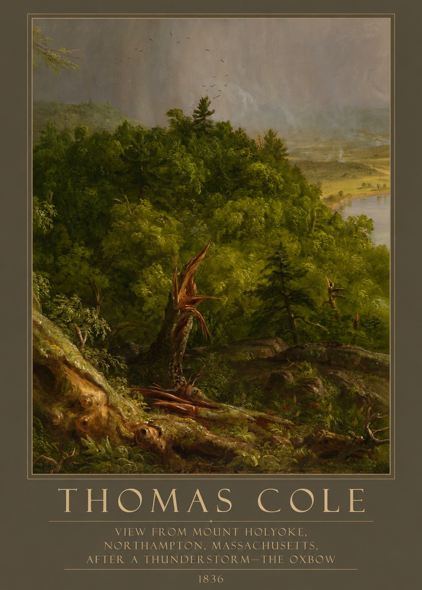 Thomas Cole View from Mount Holyoke, Northampton, Massachusetts, After a Thunderstorm—the Oxbow I No5 - Affiche