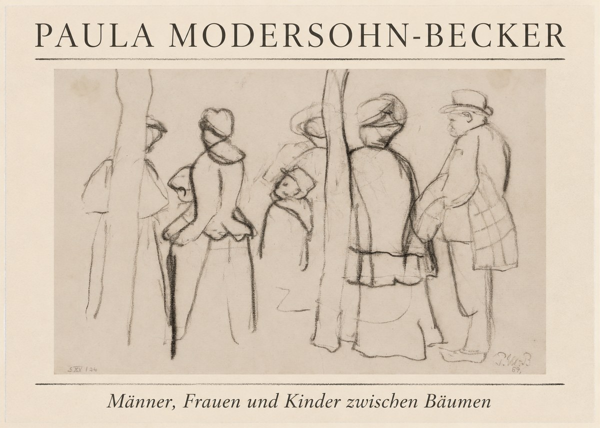 Paula Modersohn-Becker Männer, Frauen Und Kinder Zwischen Bäumen No1 - Affiche