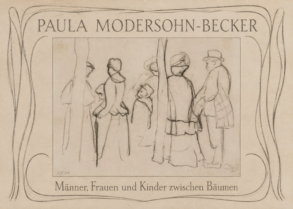 Paula Modersohn-Becker Männer, Frauen Und Kinder Zwischen Bäumen No3 - Affiche