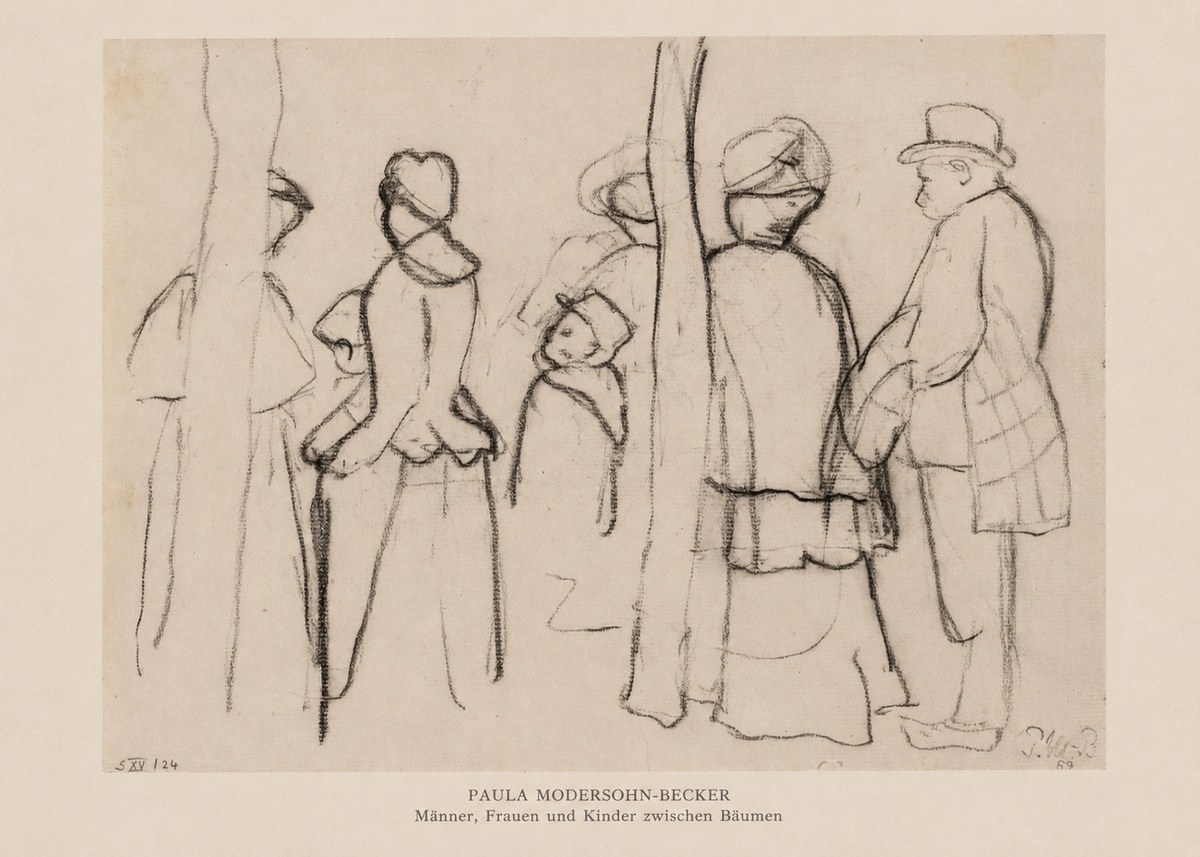 Paula Modersohn-Becker Männer, Frauen Und Kinder Zwischen Bäumen No6 - Affiche