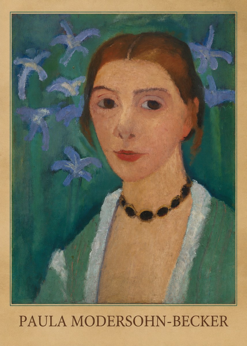 Paula Modersohn-Becker Self-portrait with Blue Flowers No4 - Affiche
