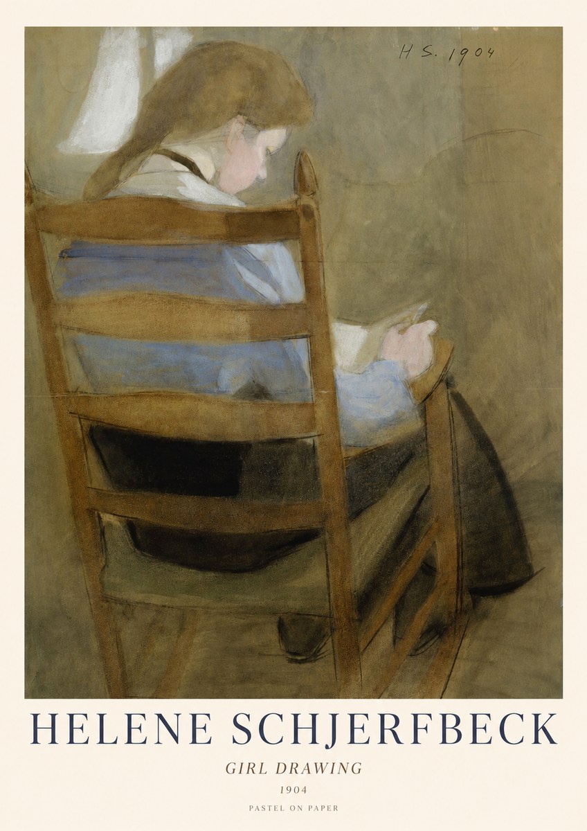 Helene Schjerfbeck Girl Drawing No1 - Affiche