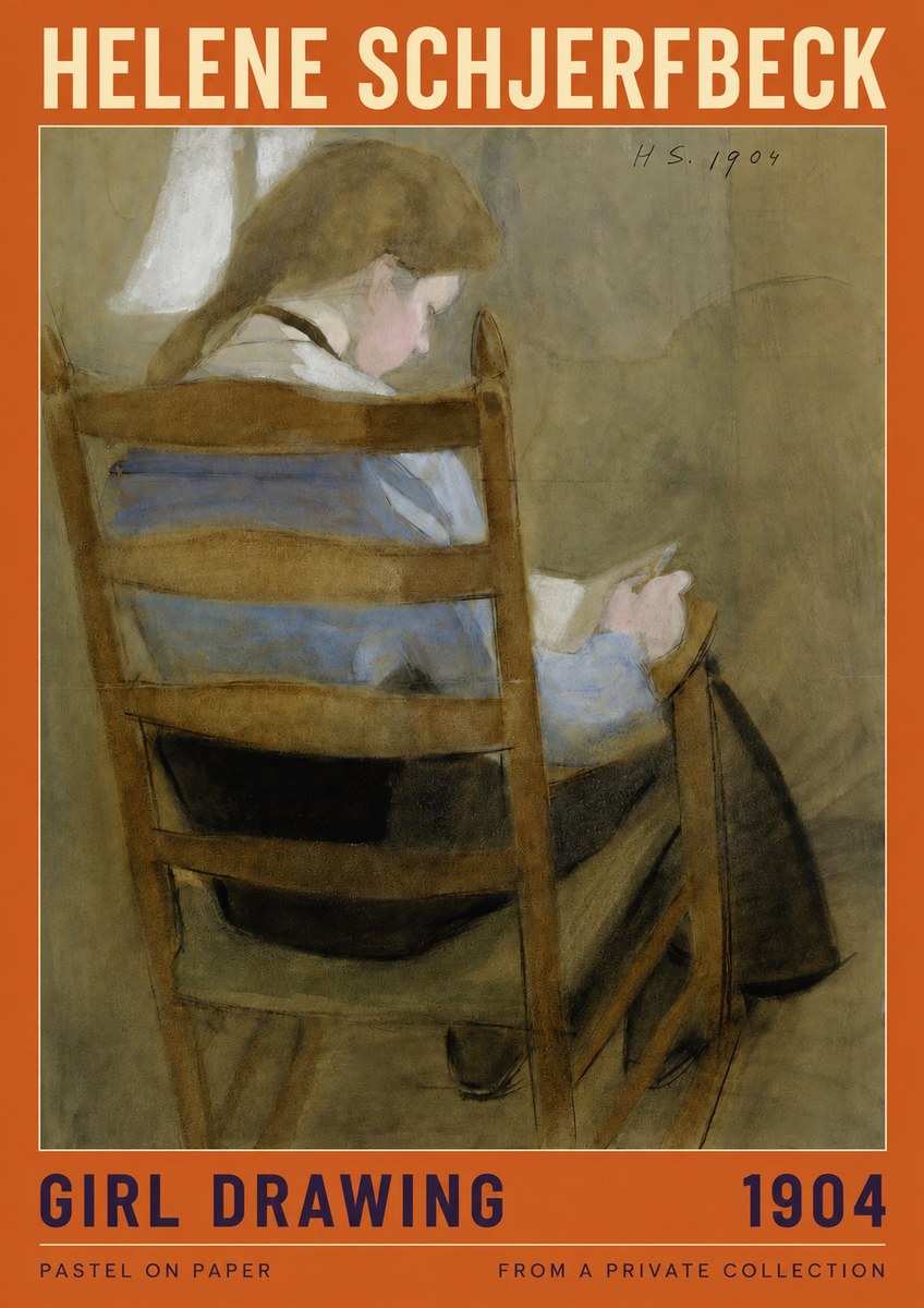Helene Schjerfbeck Girl Drawing No2 - Affiche