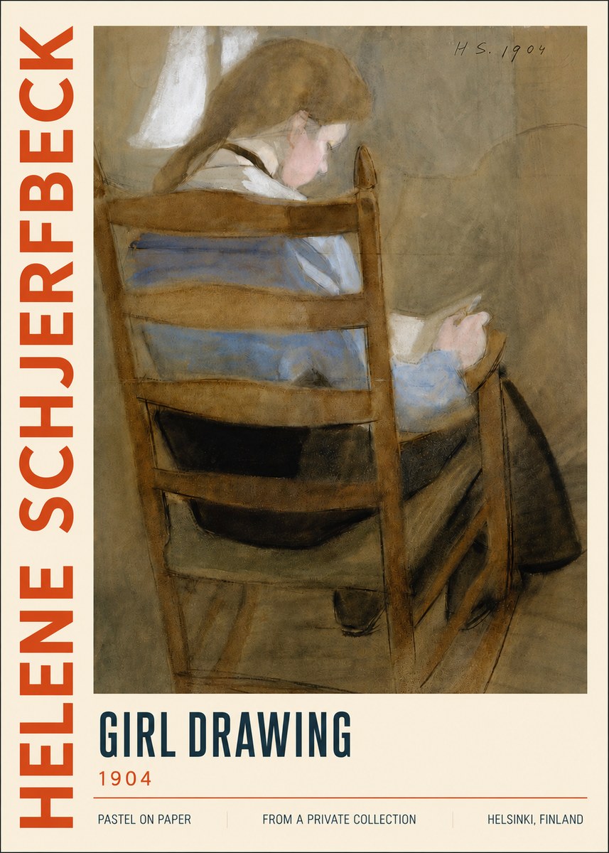Helene Schjerfbeck Girl Drawing No5 - Affiche