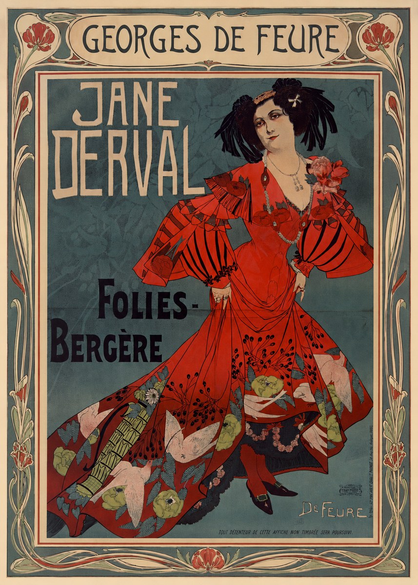 Georges de Feure Jane Derval - Folies-bergère I No1 - Affiche