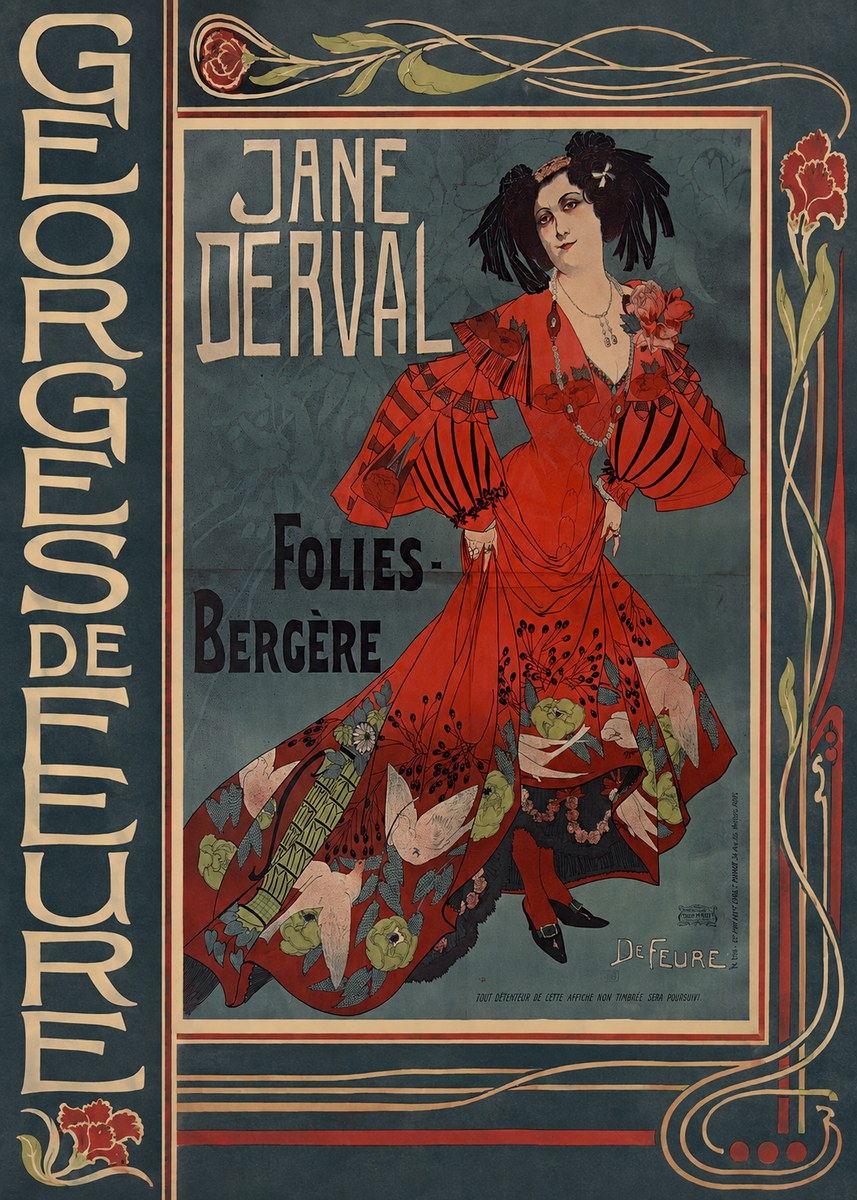 Georges de Feure Jane Derval - Folies-bergère I No3 - Affiche
