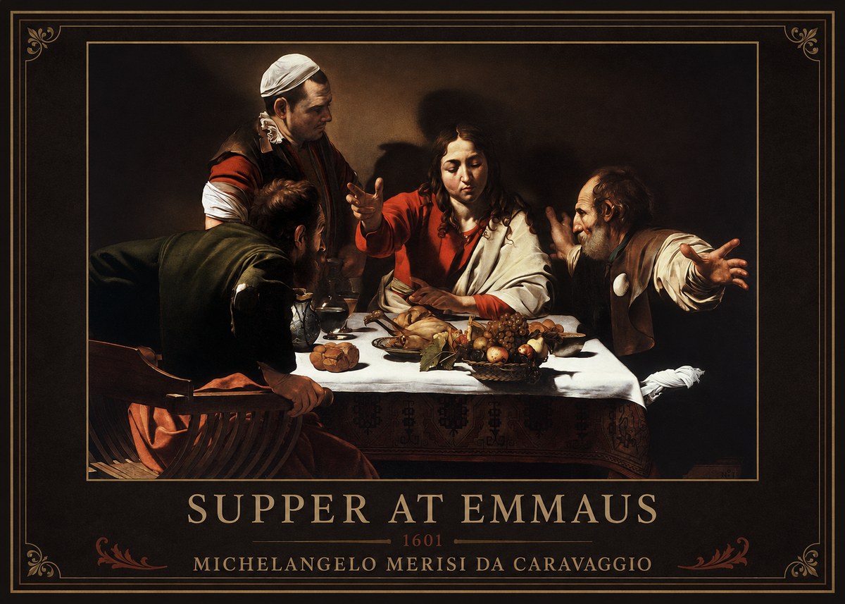 Michelangelo Merisi da Caravaggio Supper at Emmaus No1 - Affiche