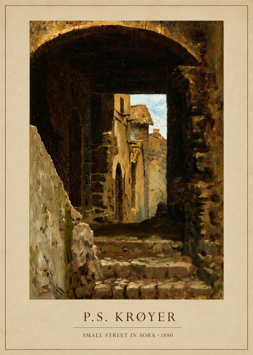 P.S. Krøyer Archway in an Italian Street No3 - Affiche