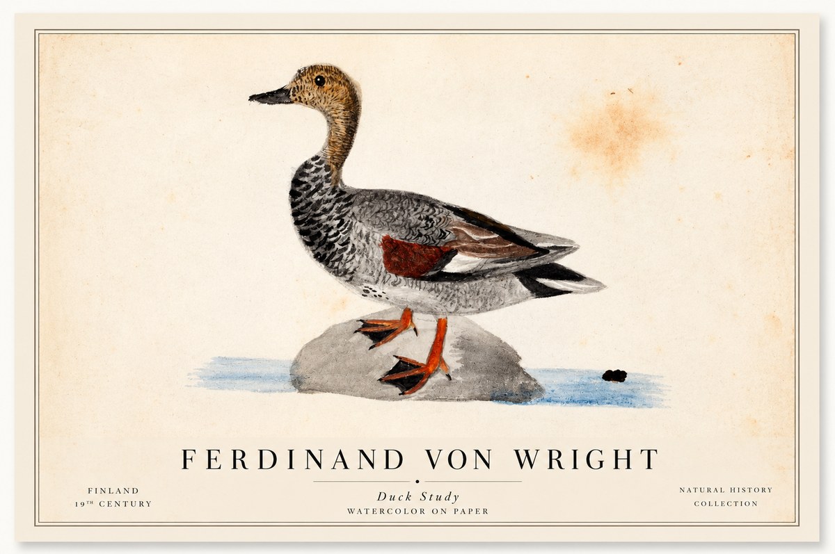 Ferdinand von Wright Duck on a Rock No2 - Affiche