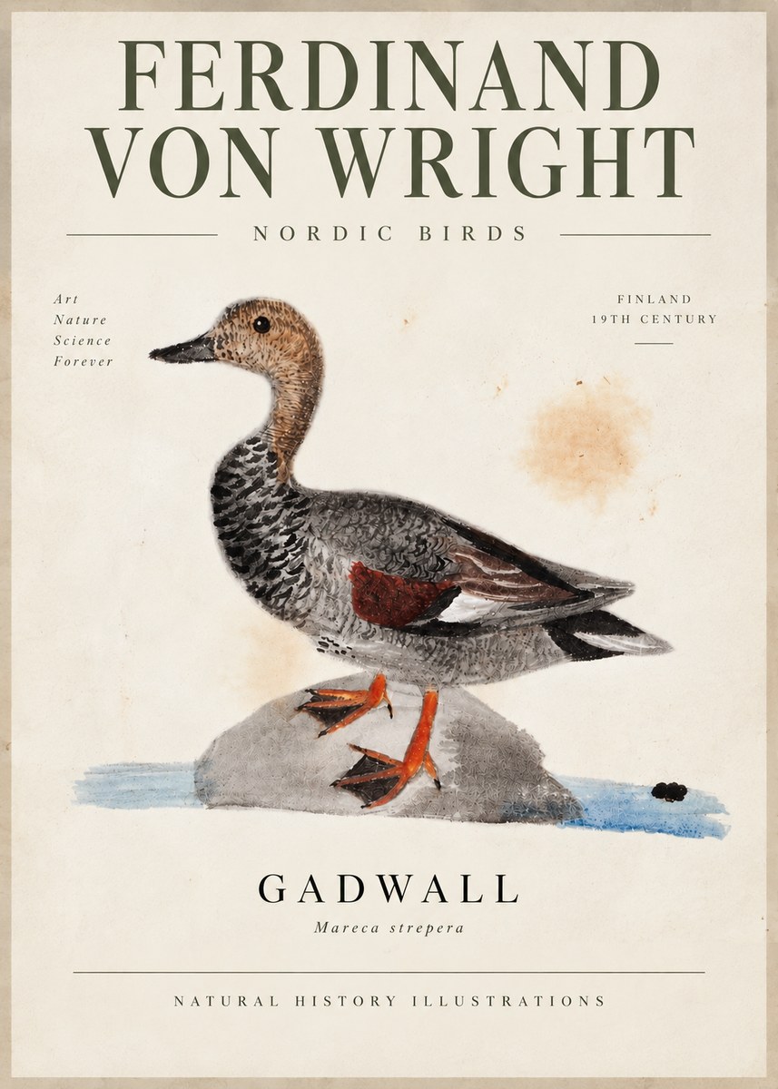 Ferdinand von Wright Duck on a Rock No6 - Affiche