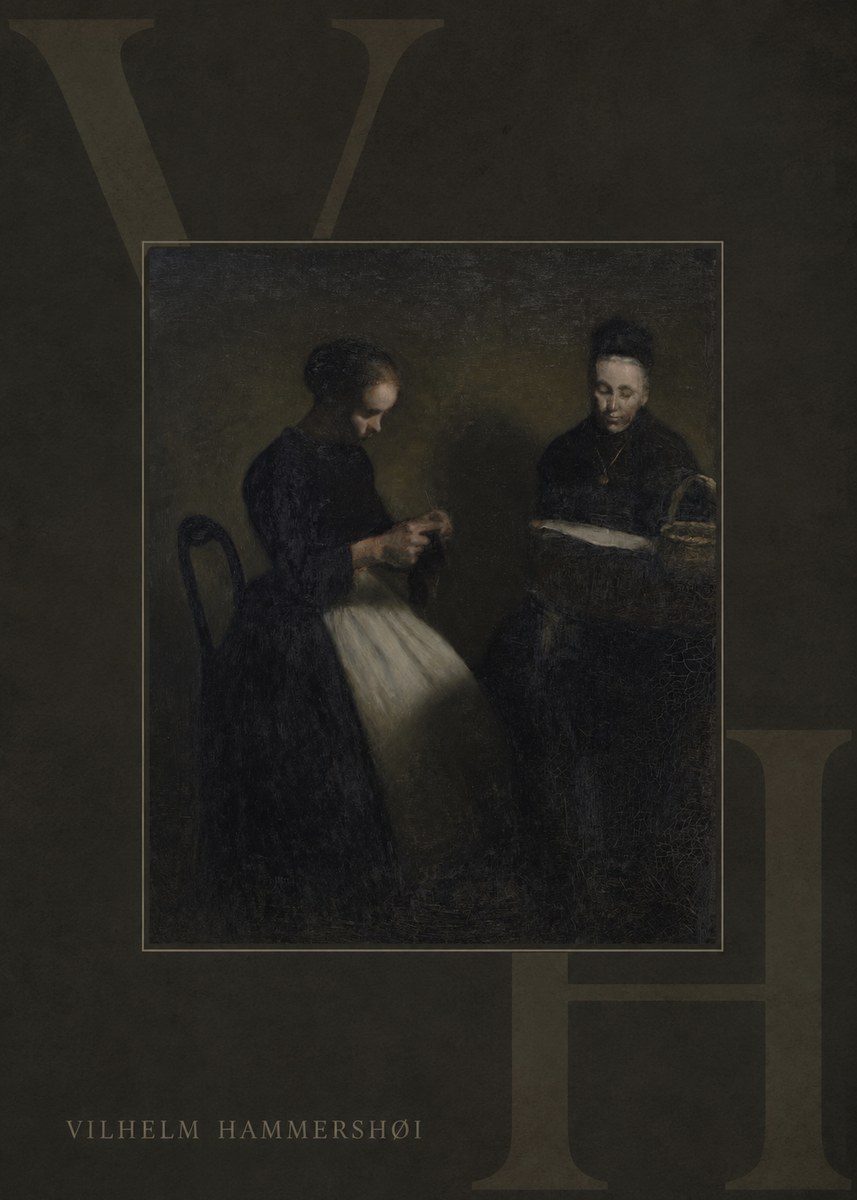 Vilhelm Hammershøi Two Women Knitting No5 - Affiche