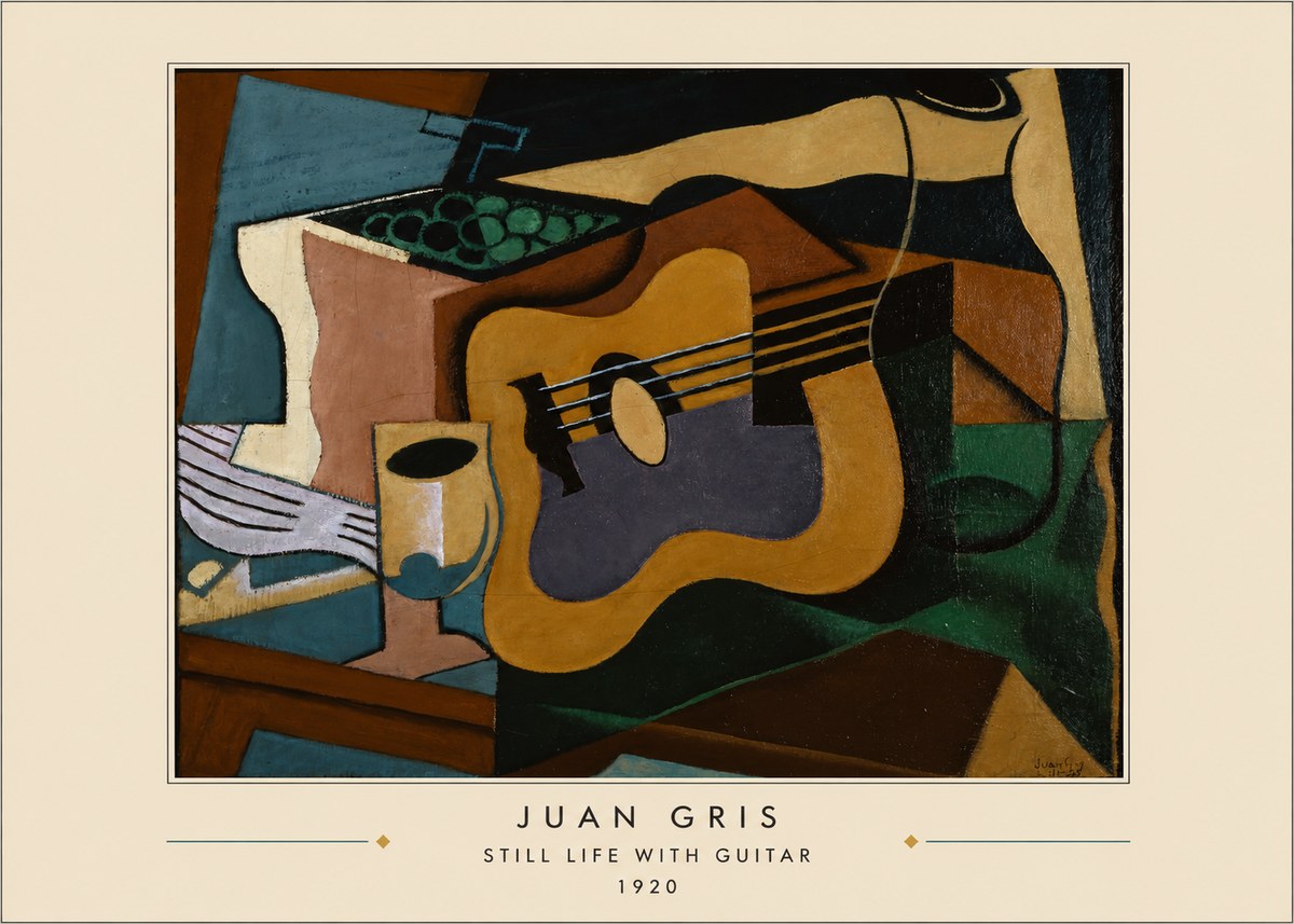 Juan Gris Still Life with Guitar No4 - Affiche