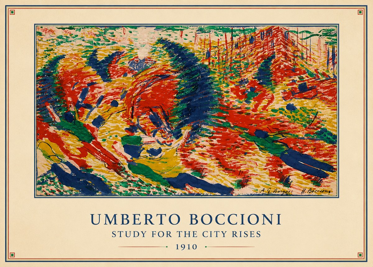 Umberto Boccioni Study for the City Rises No4 - Affiche