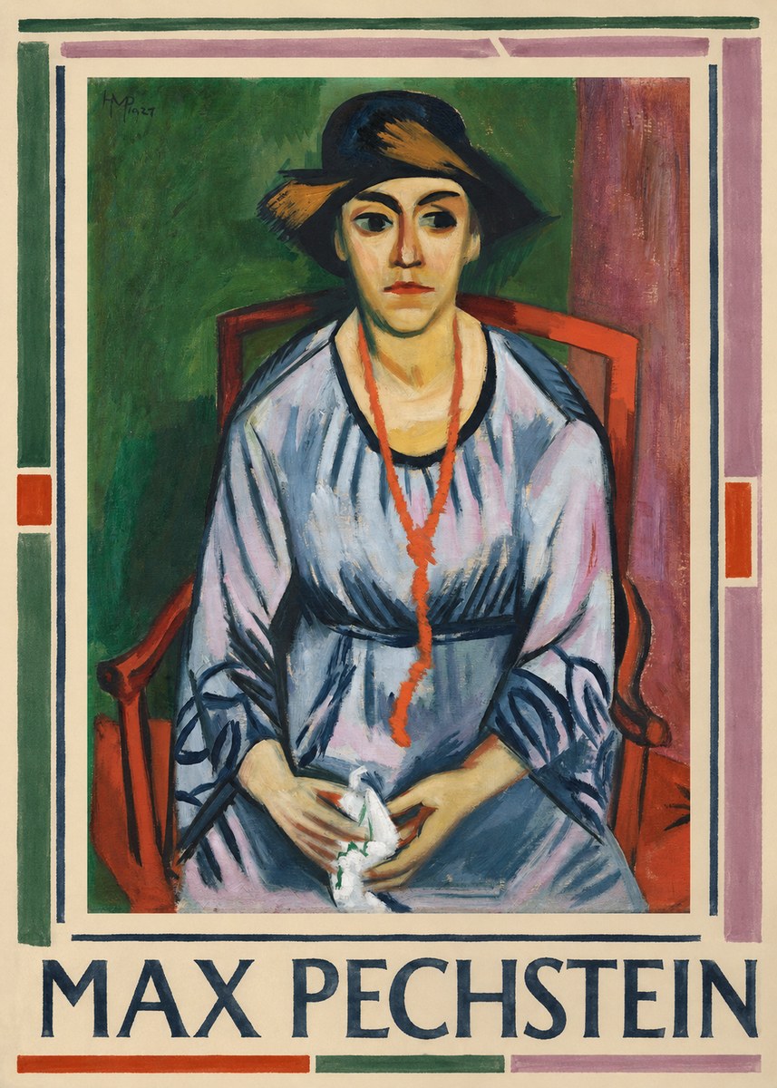 Max Pechstein Seated Woman with Hat No1 - Affiche