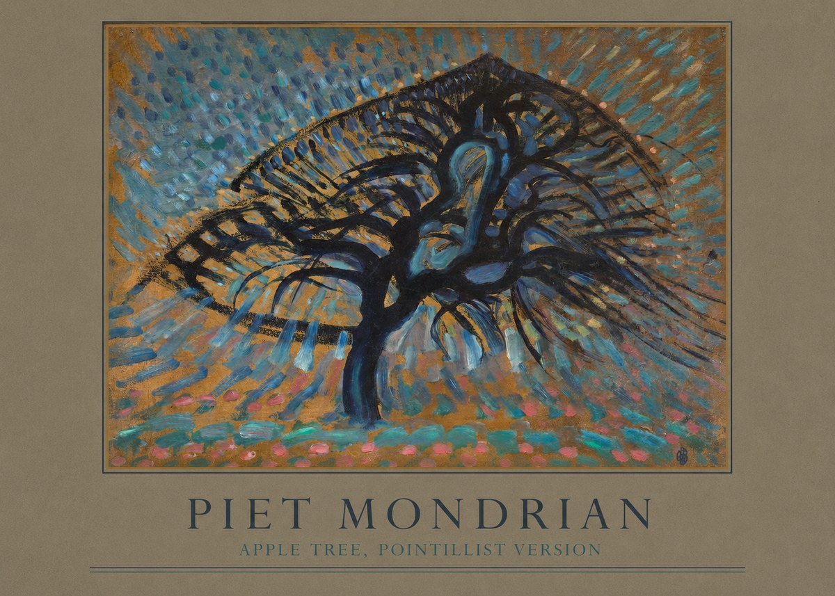Piet Mondrian Apple Tree, Pointillist Version No2 - Affiche