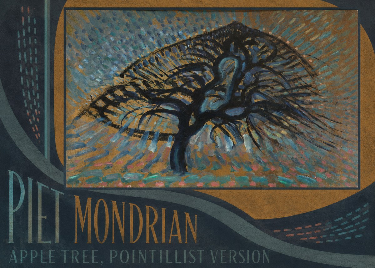 Piet Mondrian Apple Tree, Pointillist Version No3 - Affiche