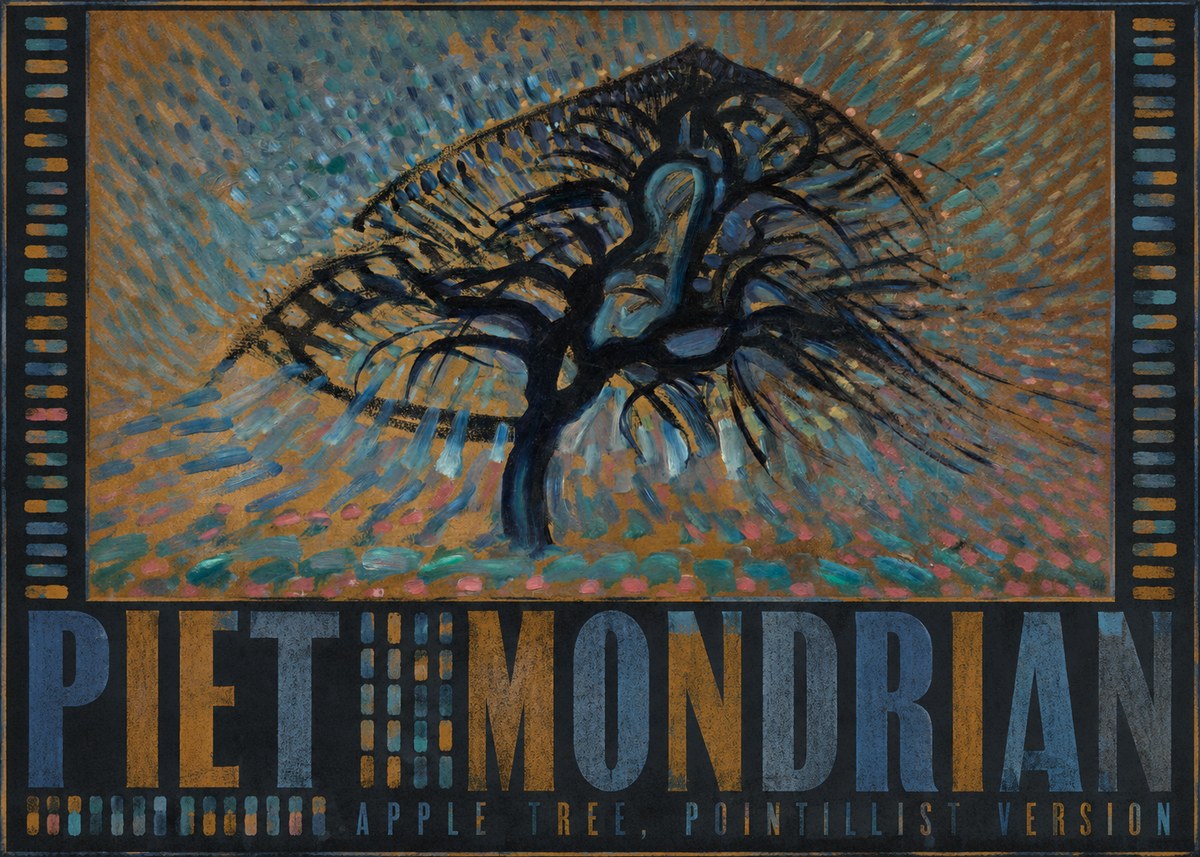 Piet Mondrian Apple Tree, Pointillist Version No5 - Affiche