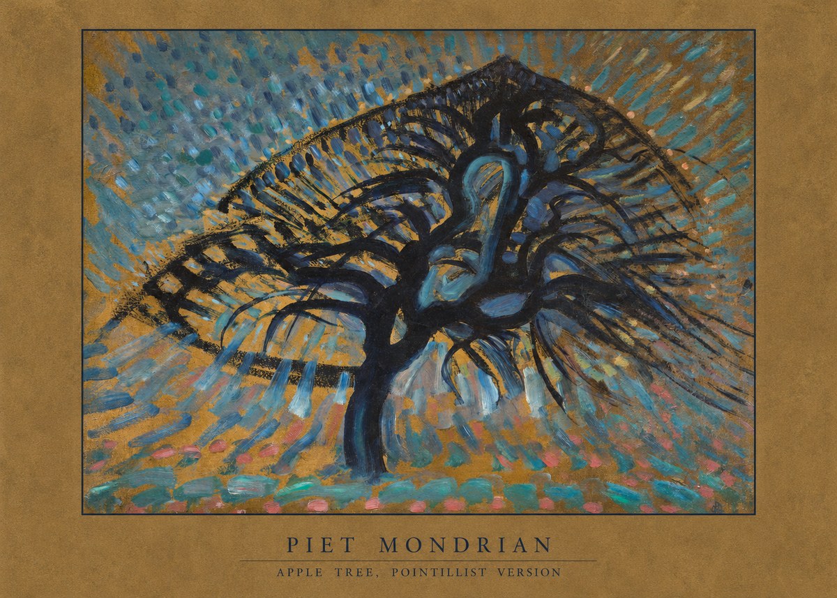 Piet Mondrian Apple Tree, Pointillist Version No6 - Affiche