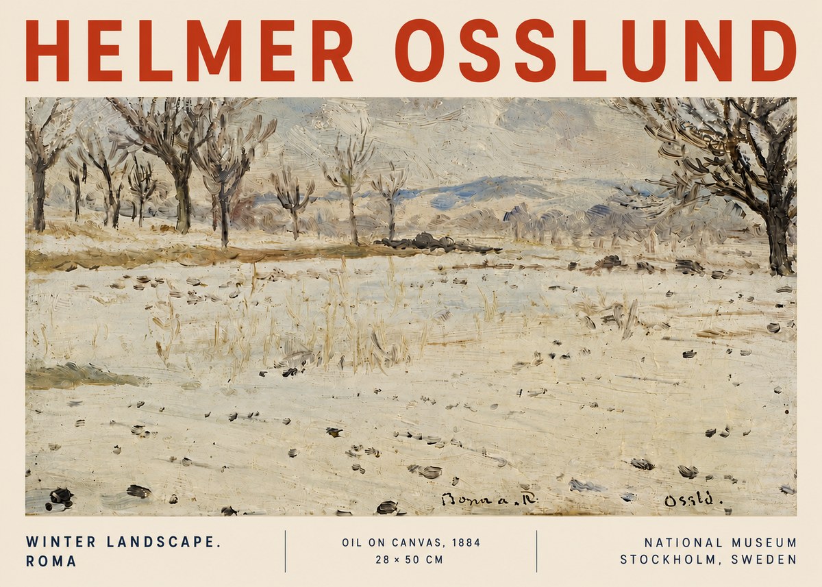 Helmer Osslund Winter Landscape. Roma No4 - Affiche