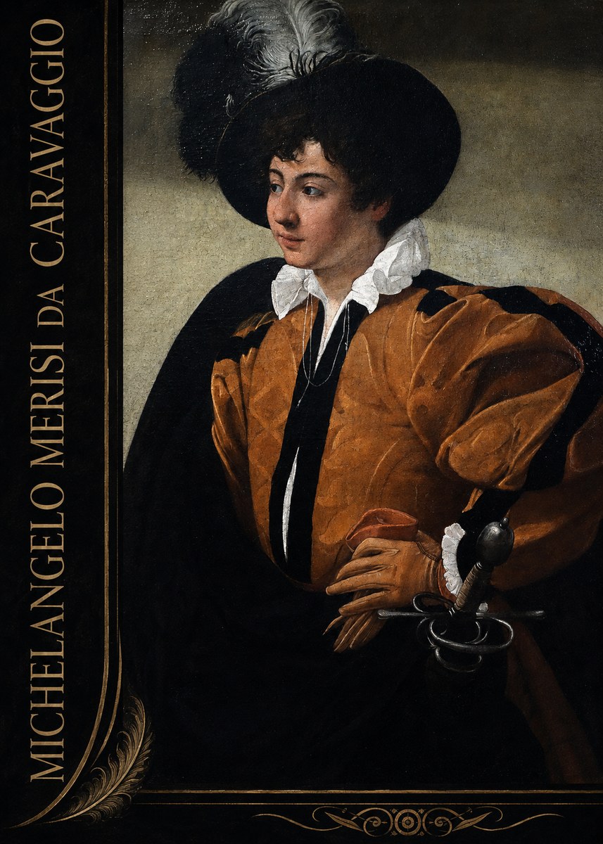 Michelangelo Merisi da Caravaggio Young Man with a Plumed Hat No2 - Affiche
