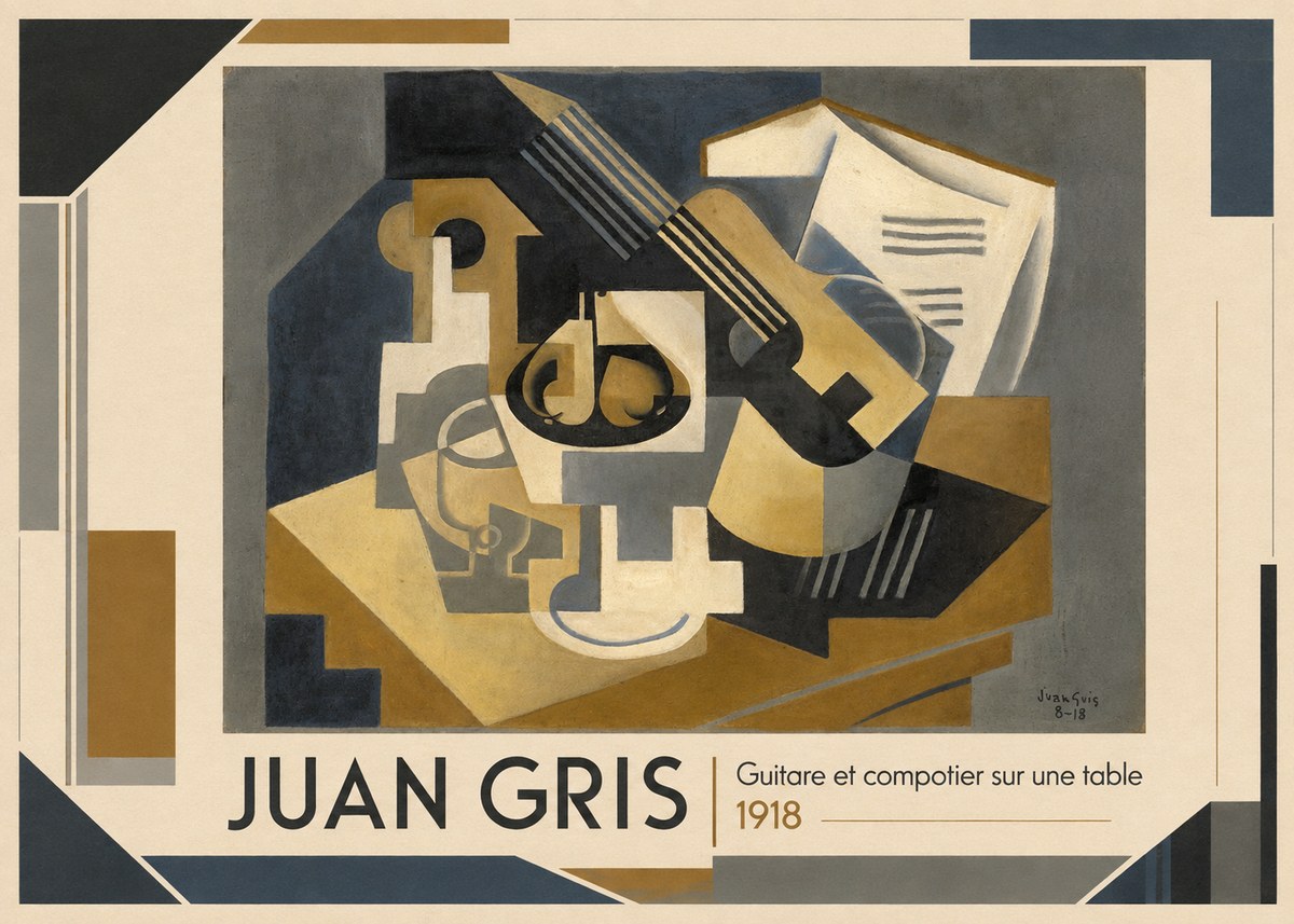 Juan Gris Guitare Et Compotier Sur Une Table No1 - Affiche