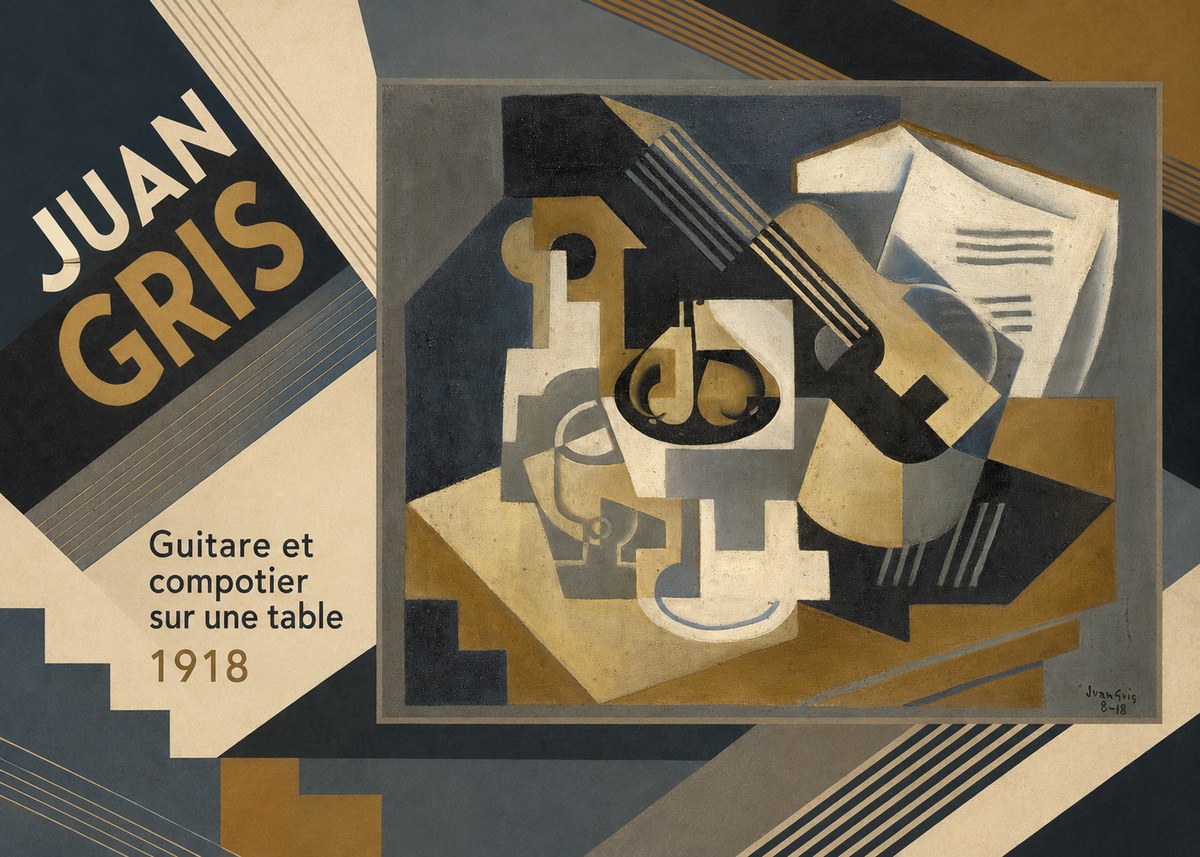 Juan Gris Guitare Et Compotier Sur Une Table No3 - Affiche
