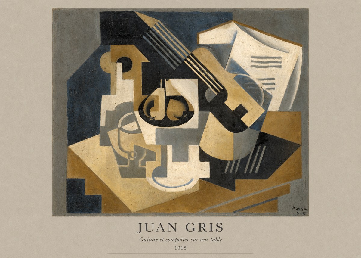 Juan Gris Guitare Et Compotier Sur Une Table No4 - Affiche