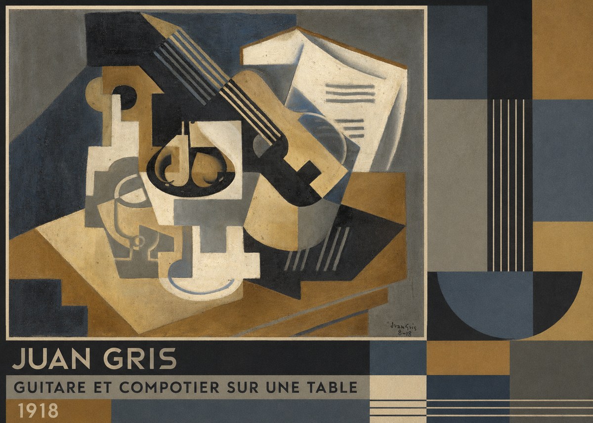 Juan Gris Guitare Et Compotier Sur Une Table No5 - Affiche